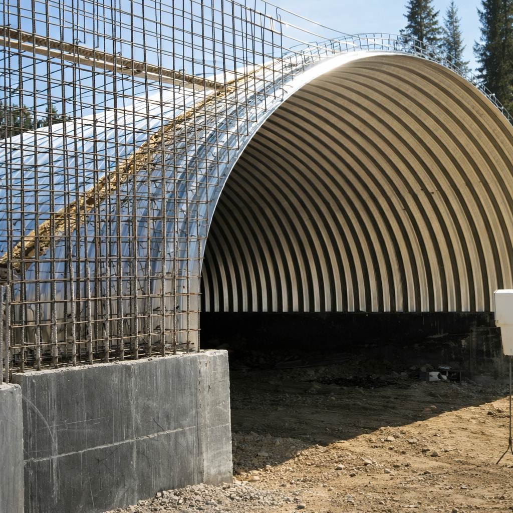 Гофролист ММ44 в арочной металлической конструкции